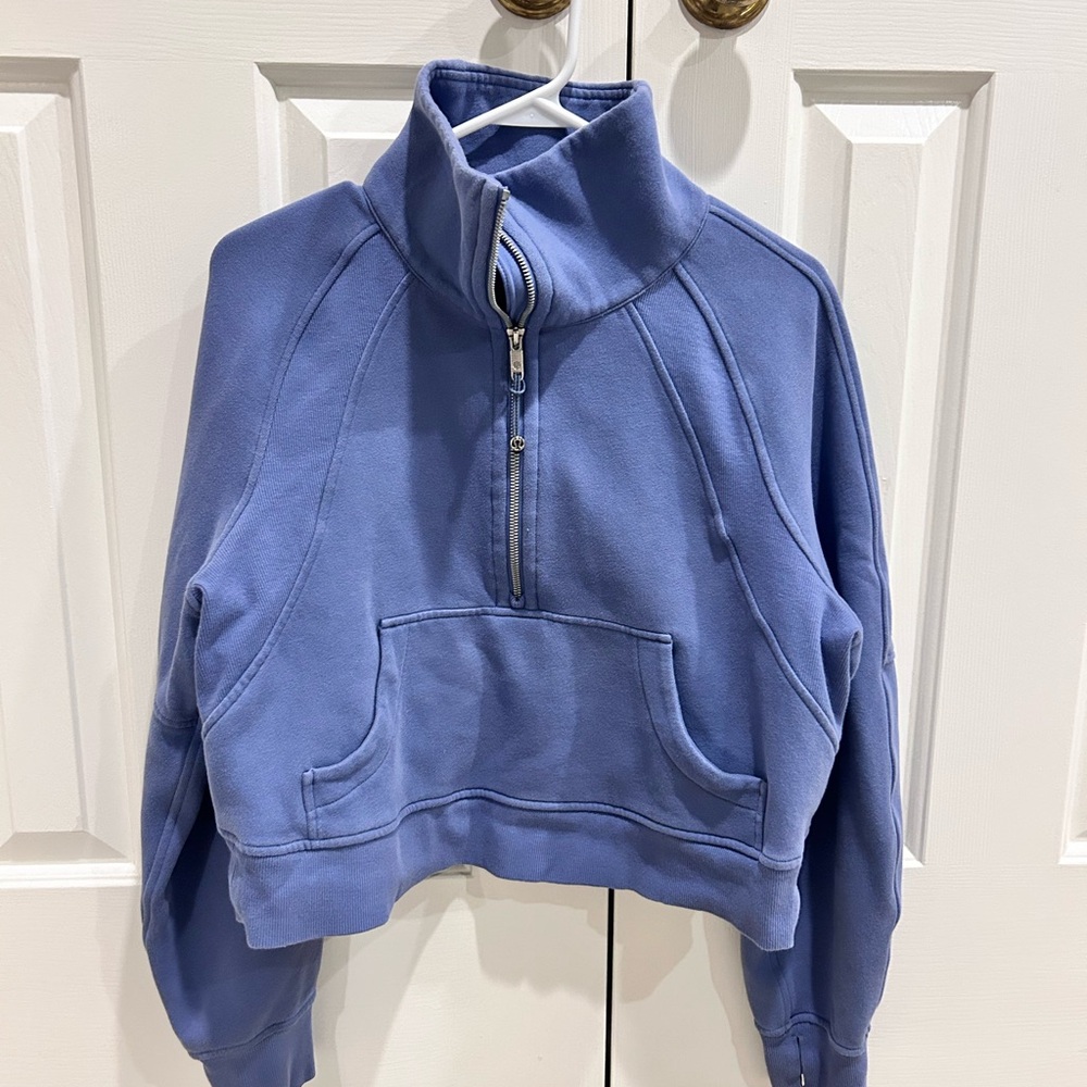 lululemon athletica blue/purple scuba Half-Zip Cowl Neck
